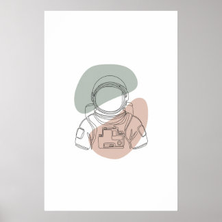 Poster arte astronauta de uma linha