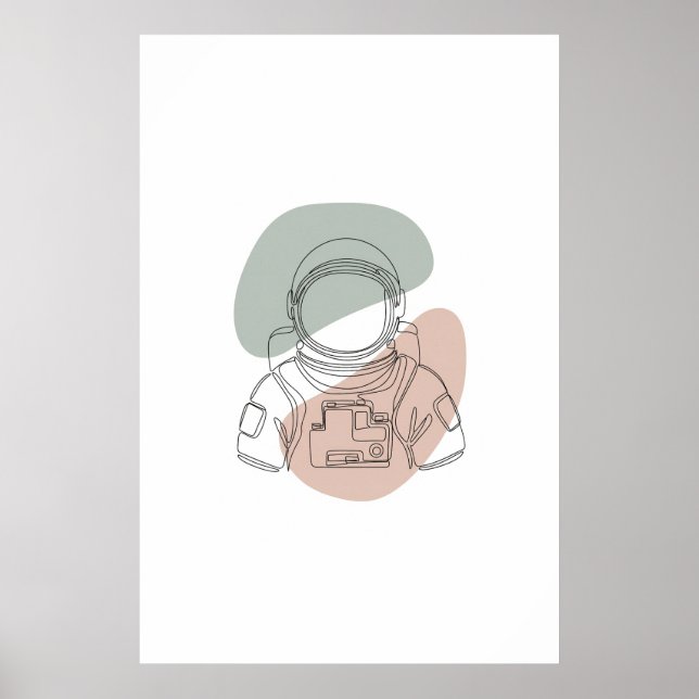 Poster arte astronauta de uma linha (Frente)