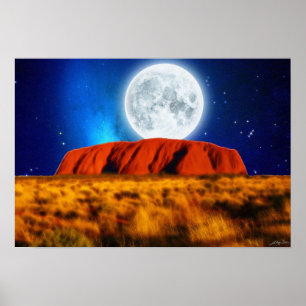 Poster Arte australiana da lua Uluru" da rocha de Ayers