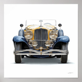Poster Arte Automobilística Art Déco: Roadster Dourada