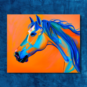 Poster Arte azul e Abstrato laranja