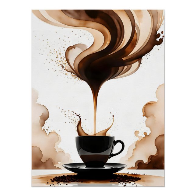 Póster Arte Bauhaus café da manhã (marrom) (Frente)
