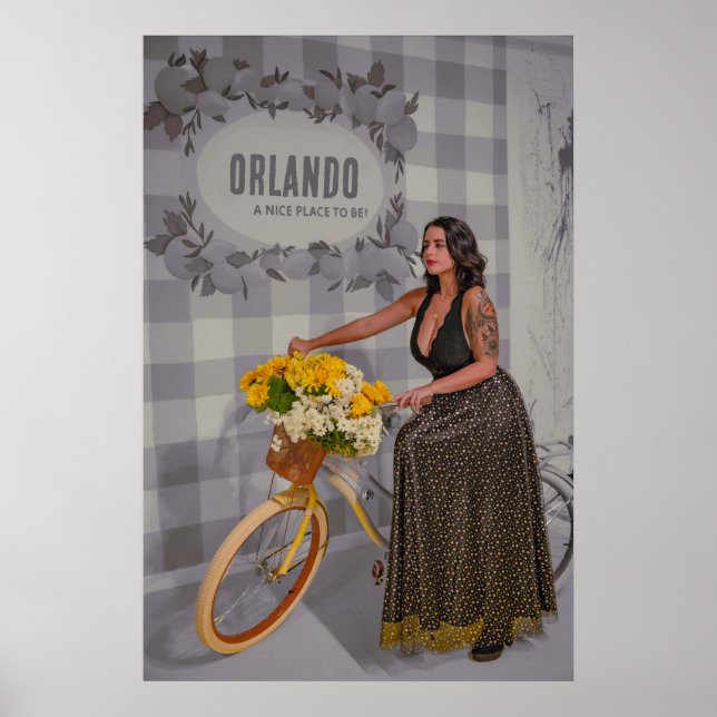 Poster Arte Bicicleta de Nome de Cidade Personalizável -  (Frente)