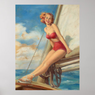 Poster Arte Bonito à vela pin-up