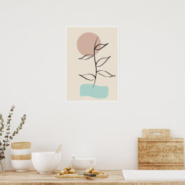 Poster Arte Botânica Abstrata para Parede – Arte de Linha