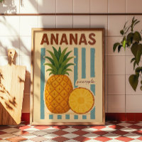 Arte Botânica de Abacaxi Vintage para Parede