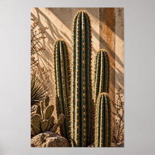 Poster Arte Botânica de Parede de Cacto do Deserto Dourad