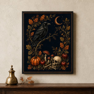 Poster Arte Botânica de Parede de Corvo de Samhain Vitori
