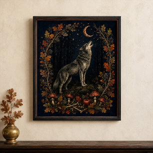 Poster Arte Botânica de Parede do Lobo de Samhain Vitoria