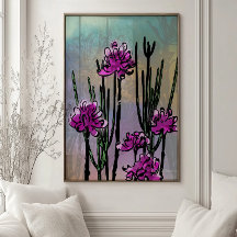 Arte Botânica de Parede Impressa Desert Blooms