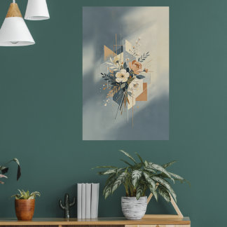 Poster Arte Botânica Geométrica Elegante
