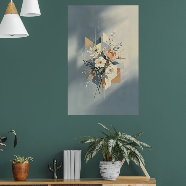 Poster Arte Botânica Geométrica Elegante (Sala de Estar 1)