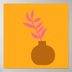 Poster Arte Botânica Mínima Colorida em Amarelo