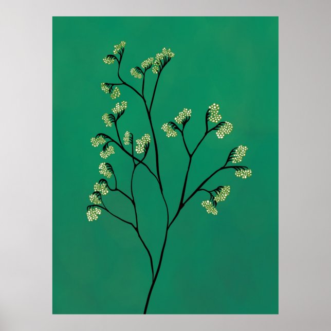 Poster Arte Botânica Minimalista de Planta Verde (Frente)