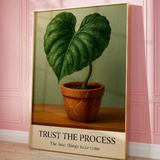 Poster Arte Botânica Motivacional para Parede 'Confie no