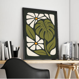 Poster Arte Botânica Tropical de Monstera de Meados do Sé