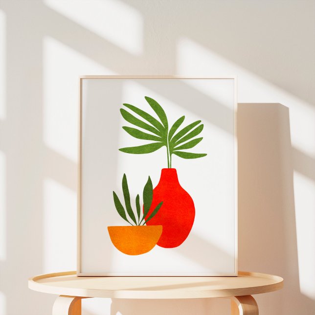 Poster Arte Botânico Minimalista Boho de Planta em Vaso (Criador carregado)