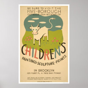 Poster Arte Brooklyn das crianças WPA 1938