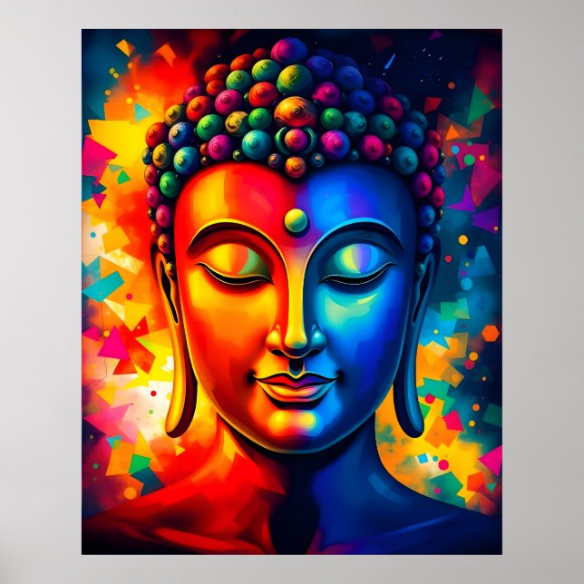Poster Arte Buda Contemporânea Colorida Abstrato (Frente)