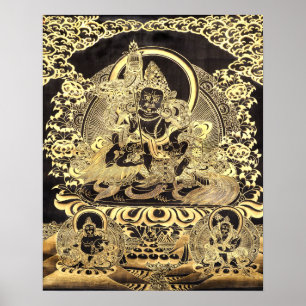 Póster Arte budista tibetana preta & Dourado
