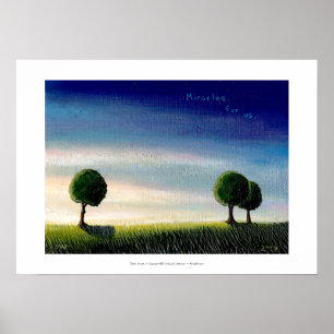 Póster Arte calma calma bonito da pintura de paisagem do