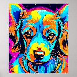 Poster Arte Canina Pop de Cor Elétrica