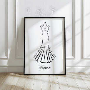 Poster Arte Caprichosa e Desenhada à Mão de Vestidos de N