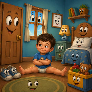 Poster Arte Caprichosa para Quarto de Crianças – Menino e