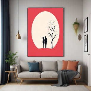 Poster Arte Casal Romântica Minimalista