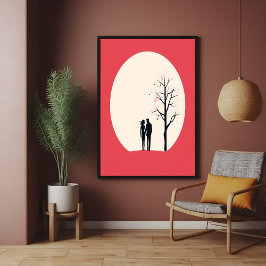 Póster Arte Casal Romântica Minimalista