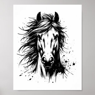 Poster Arte Cavalo Para Homens Crianças Retrato Cavalo Eq