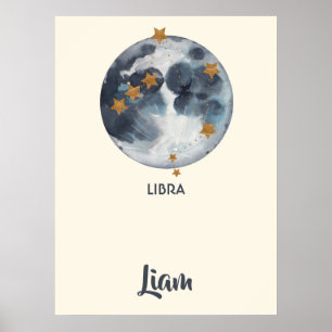 Poster Arte celestial da parede do berçário do Libra do