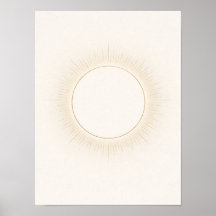 Arte Celestial Minimalista do Sol – Bege Neutro 