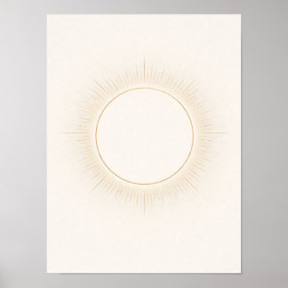 Poster Arte Celestial Minimalista do Sol – Bege Neutro 