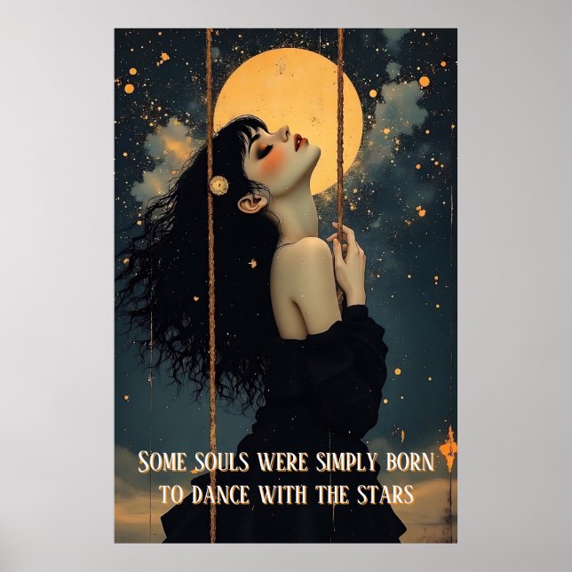 Poster Arte Celestial | Mulher Gótica | Mística Etérea (Frente)