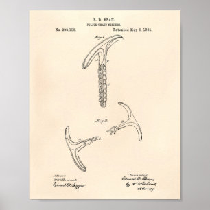 Póster Arte Chain da patente das pinças 1884 da polícia