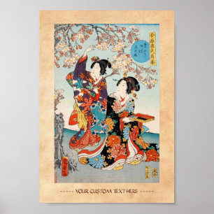 Póster Arte clássica de Utagawa das gueixas do ukiyo-e