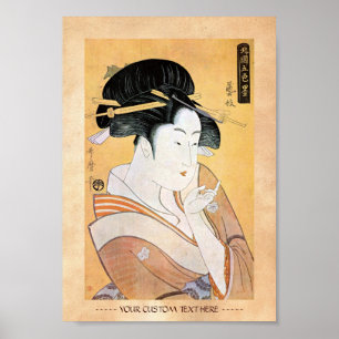 Póster Arte clássica japonesa oriental legal da senhora