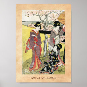 Póster Arte clássica japonesa oriental legal da senhora