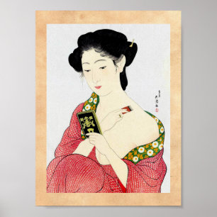 Poster Arte clássica japonesa oriental legal da senhora