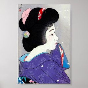 Poster Arte clássica japonesa oriental legal da senhora