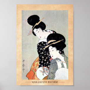 Póster Arte clássica japonesa oriental legal da senhora