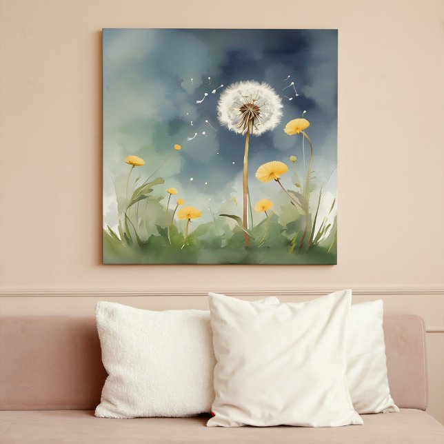 Poster Arte Colorida Dandelion Watercolor (Criador carregado)