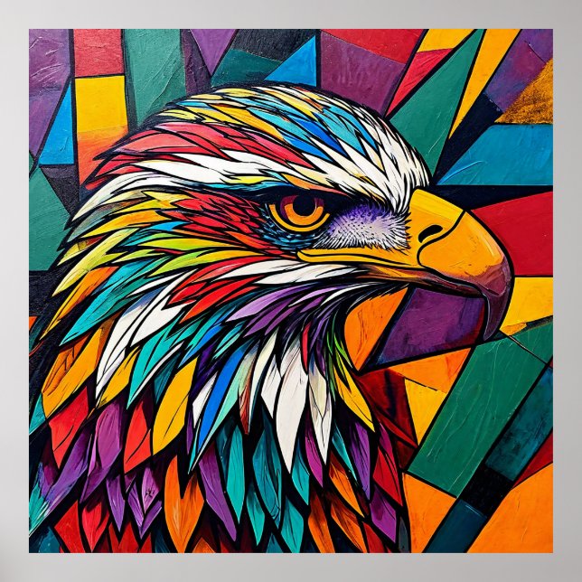 Poster Arte colorida de águia (Frente)