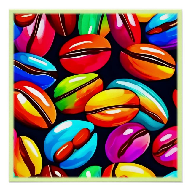 Póster Arte Colorida de Bean Abstrato (Frente)