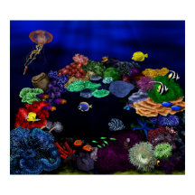 Arte Colorida de Coral e Peixes do Recife