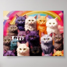 Poster Arte Colorida de Gatos para Amantes de Gatos