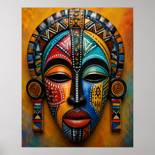 POSTER ARTE COLORIDA DE MÁSCARA INSPIRADA AFRICANA