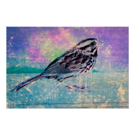 Póster Arte Colorida de Pássaros Abstrato: Canhão Vibrant