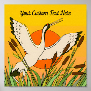 Poster Arte colorida de pássaros trava o céu sua mensagem